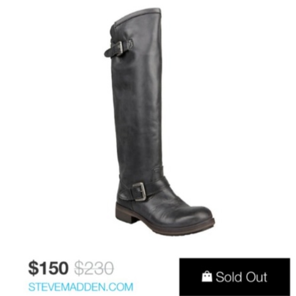 Black Leather Knee High Boot Steve Madden Ladyhawk